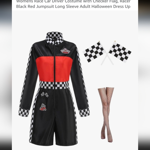 Racing Jumpsuit with Checkered Pattern Size Medium Womens - Picture 1 of 2